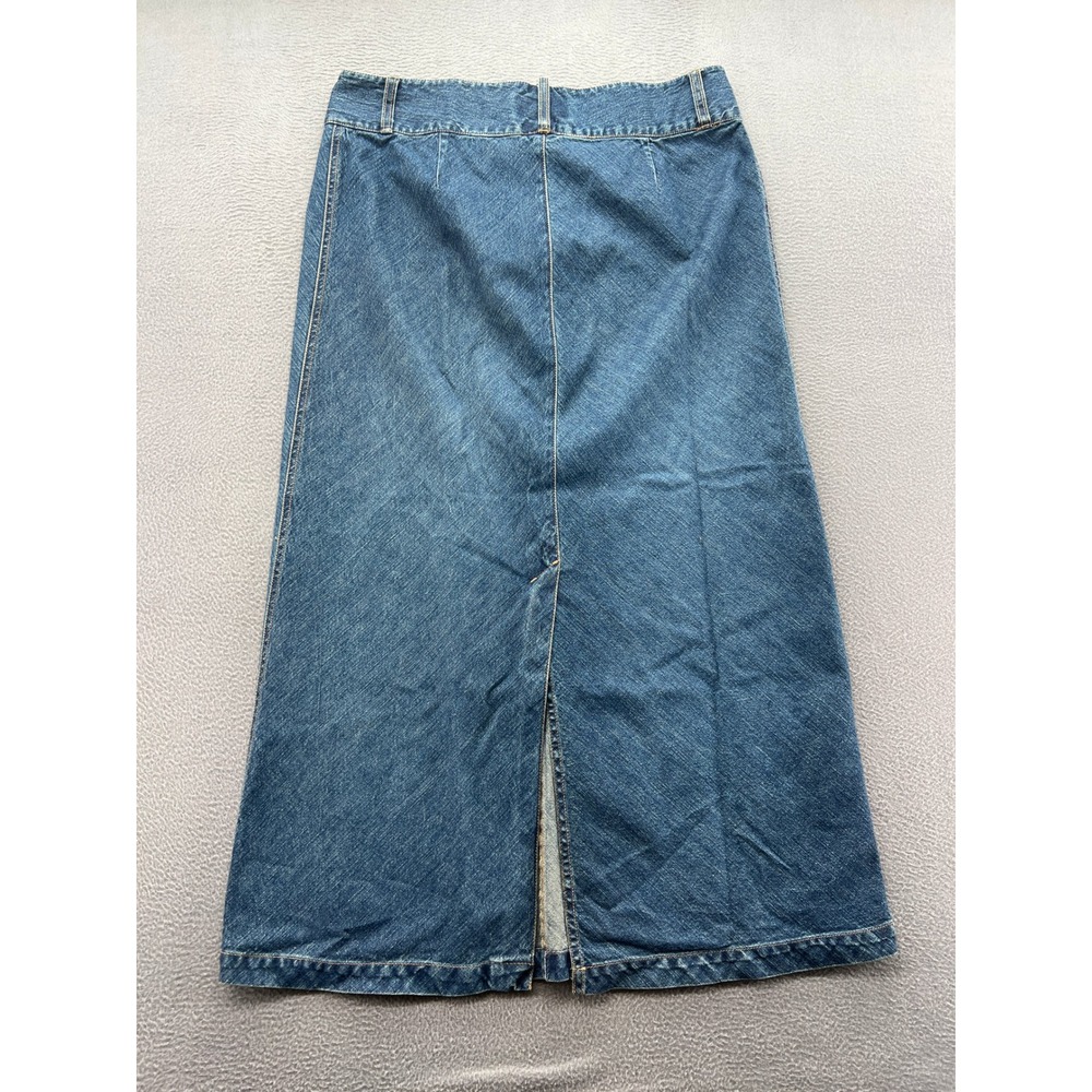 Old Navy Maxi Skirt Sz 12 Blue Jeans Denim Medium Wash Cotton Long A-Line Slit - Picture 5 of 10
